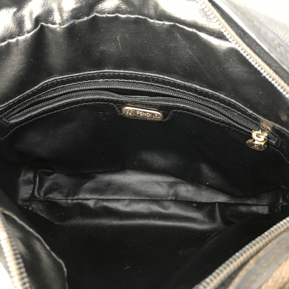 Vintage FENDI striped leather shoulder bag authentic 80s Zucca - Picture 3 of 13